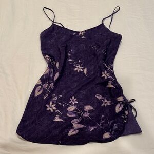 Vintage Purple Floral Hawaiian Slip Dress